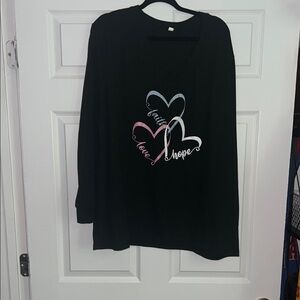 Black Long Sleeve Shirt with Heart Design